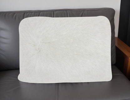 White Super Shaggy  Throw Pillow