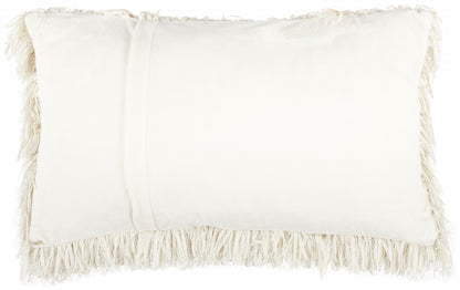 Long Ivory Shag Throw Pillow