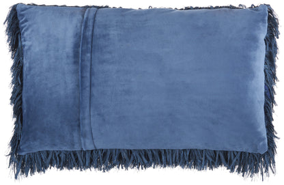 Long Navy Shag Throw Pillow