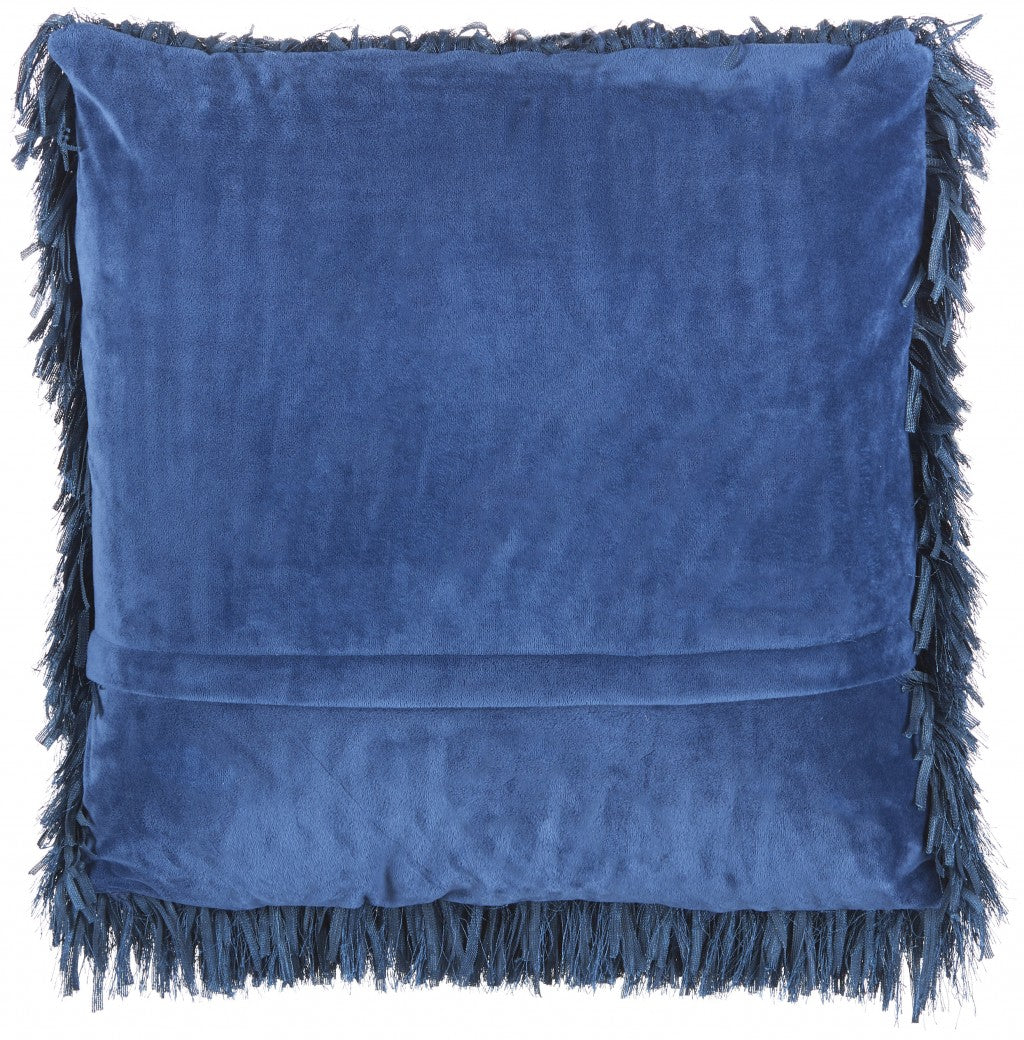 Square Navy Shag Throw Pillow