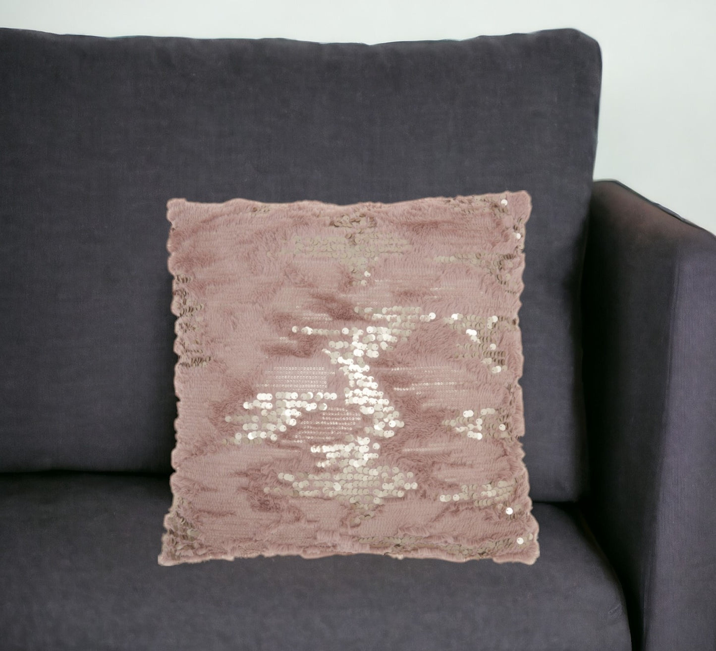 20" Blush Faux Fur Throw Pillow