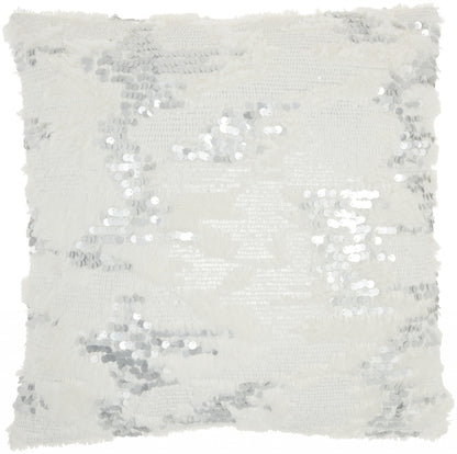 Sequined White  Accent Throw Pillow