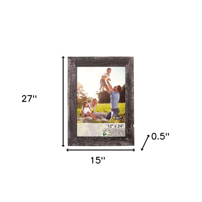 12" X 24" Rustic Farmhouse Rustic Black Wood Frame