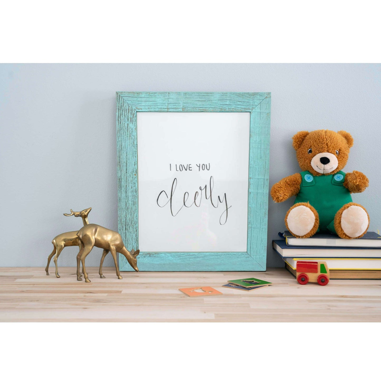 14" X 18" Rustic Farmhouse Light Aqua Blue Wood Frame