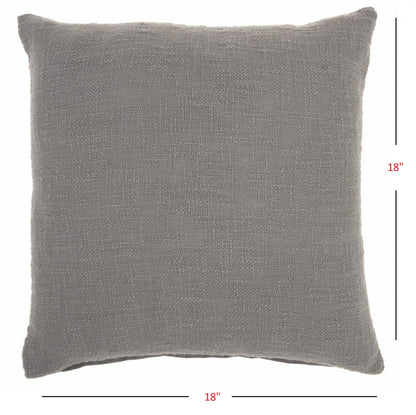 Gray Solid Woven Throw Pillow