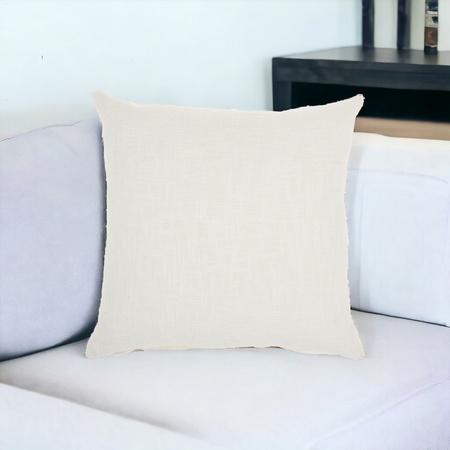 White Solid Woven Throw Pillow