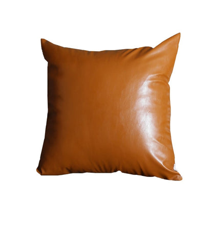 17" X 17" Solid Brown Faux Leather Decorative Pillow Cover