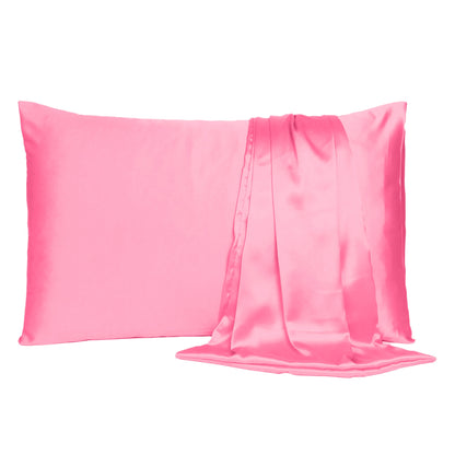 Pink Rose Dreamy Set Of 2 Silky Satin Standard Pillowcases