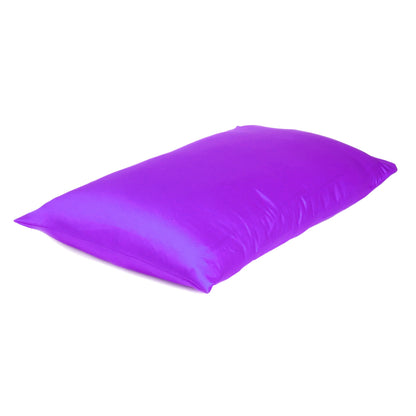 Bright Purple Dreamy Set Of 2 Silky Satin Standard Pillowcases