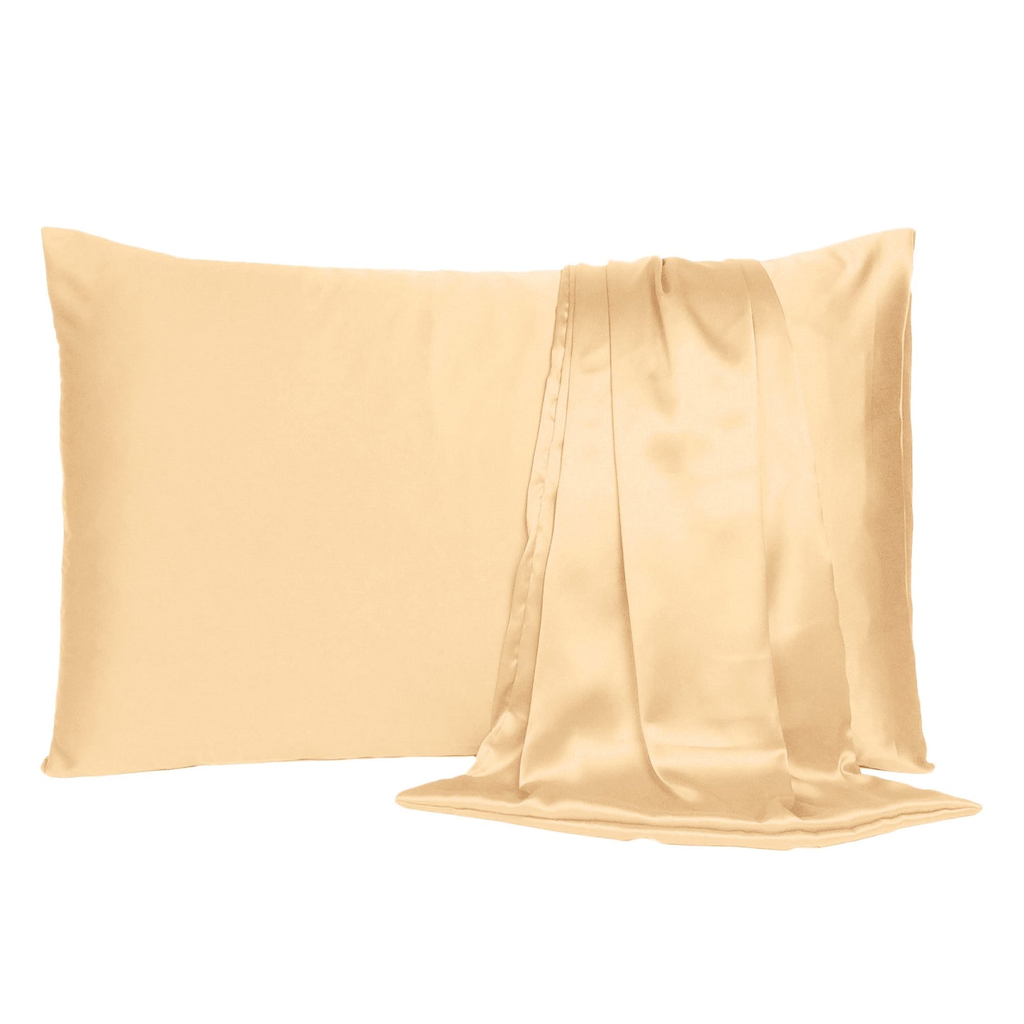 Pale Peach Dreamy Set Of 2 Silky Satin Queen Pillowcases