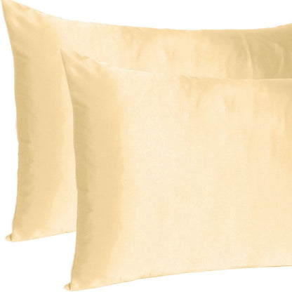 Pale Peach Dreamy Set Of 2 Silky Satin Queen Pillowcases