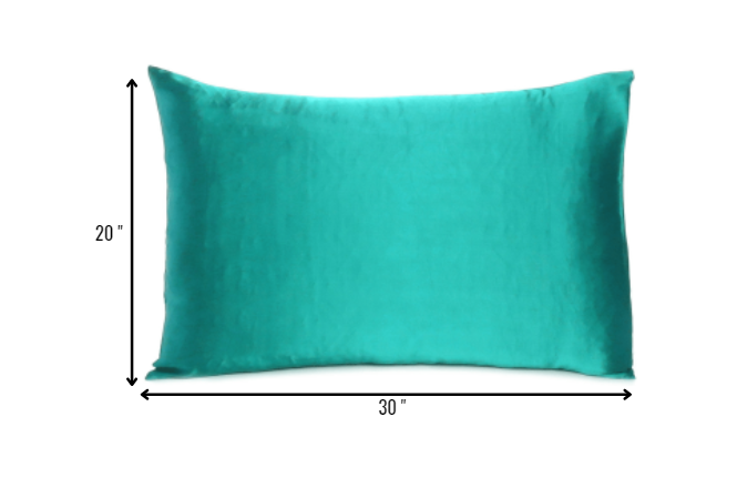 Teal Dreamy Set Of 2 Silky Satin Queen Pillowcases