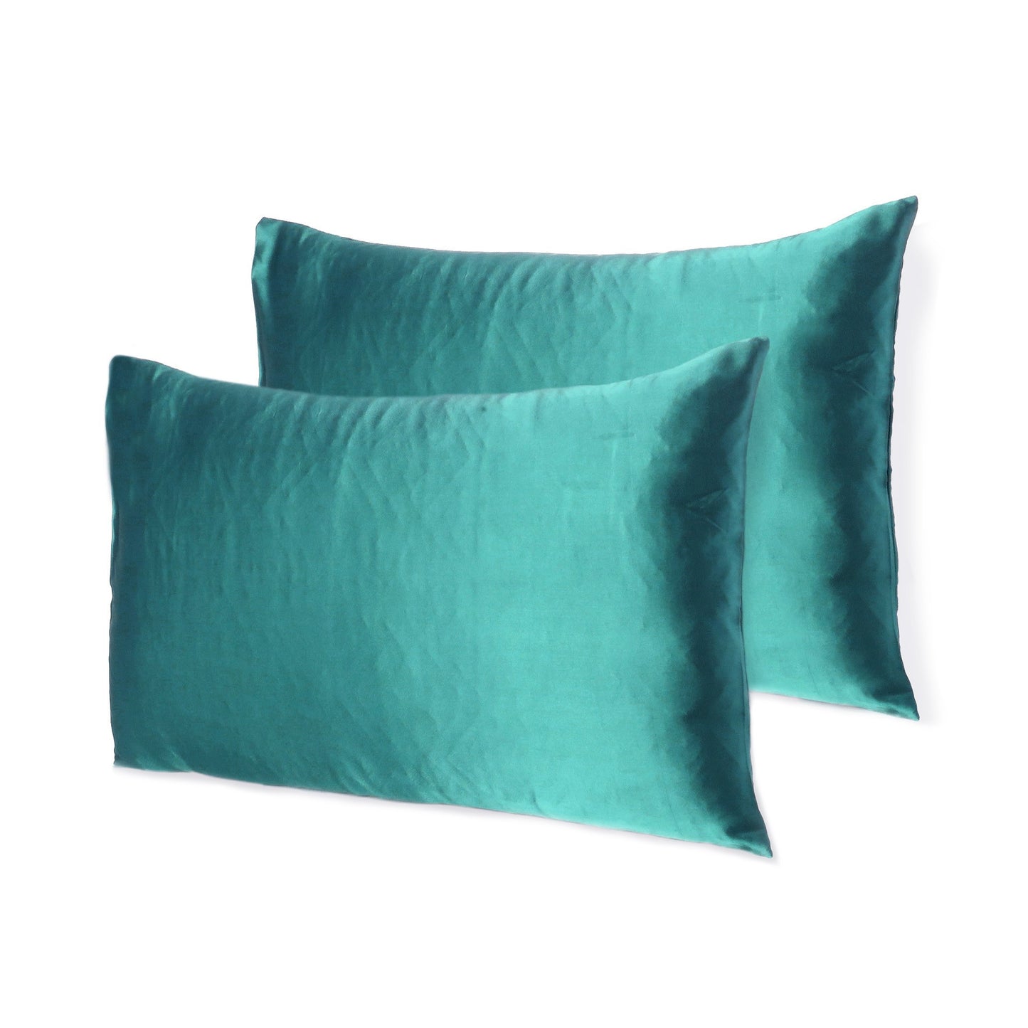 Teal Dreamy Set Of 2 Silky Satin Queen Pillowcases