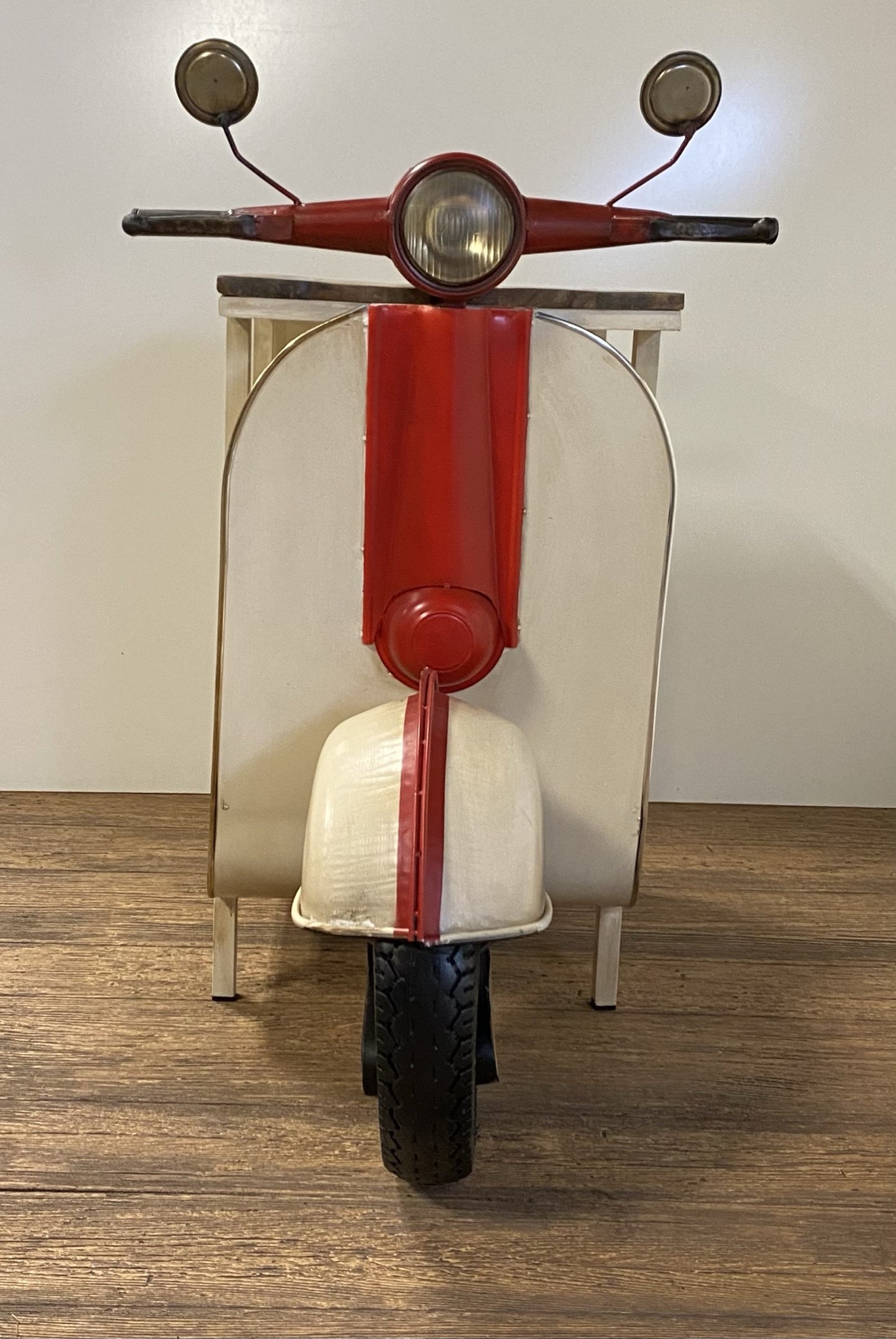 Rustic Red And Vanilla Scooter Cabinet