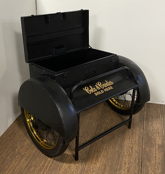 Black Old Time Delivery Box Table With Storage