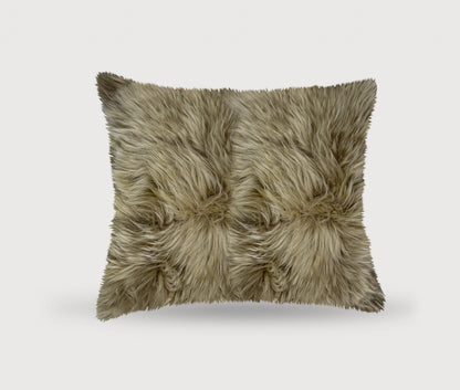 18" Taupe Sheepskin Throw Pillow