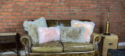 Taupe Natural Sheepskin Lumbar Pillow