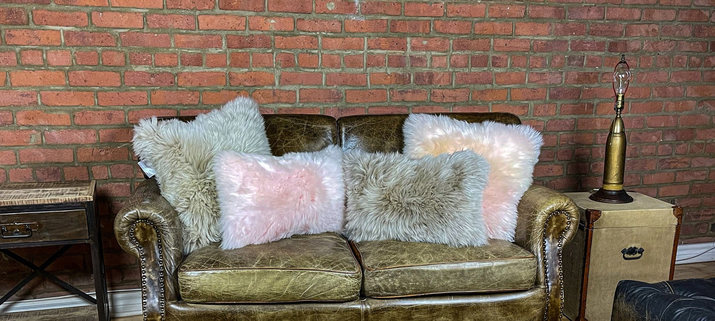 Blush Natural Sheepskin Lumbar Pillow