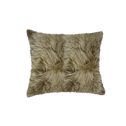 Set of Two Taupe Cowhide Throw Pillow