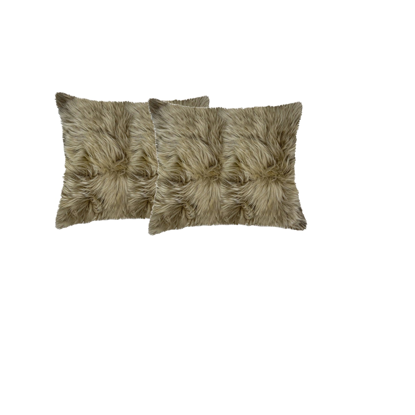 Set of Two Taupe Cowhide Throw Pillow