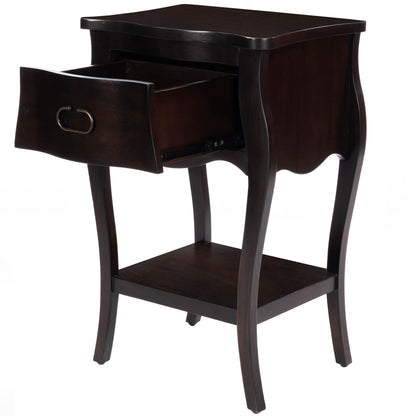 Dark Brown Chocolate Single Drawer Night Stand