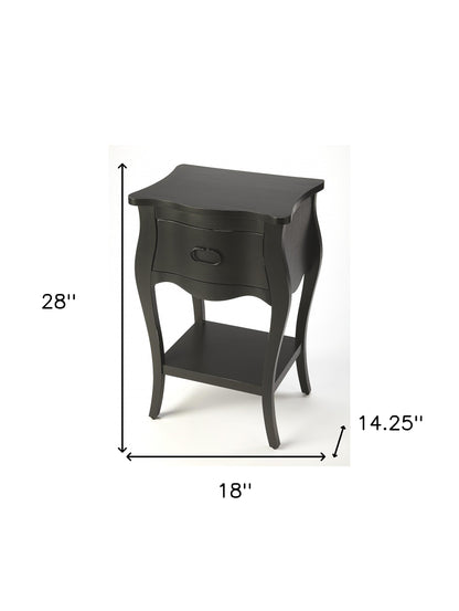 28" Black One Drawer Nightstand