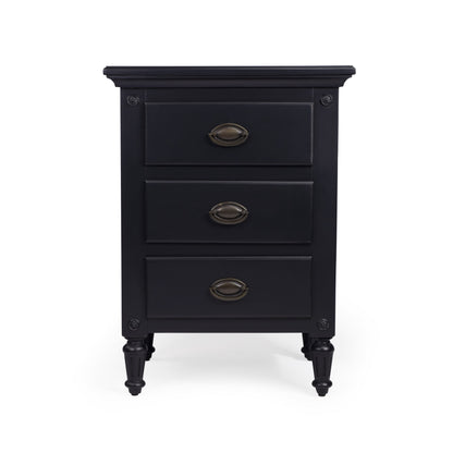 Classic Black 3 Drawer Nightstand