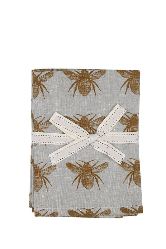 Set Of Eight Pale Yellow Bumble Bee Napkins