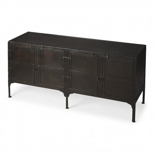 62" Black Iron Sideboard Console Cabinet