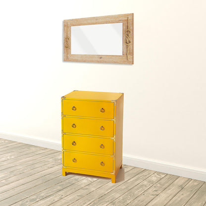 24" Yellow Solid Wood Four Drawer Dresser