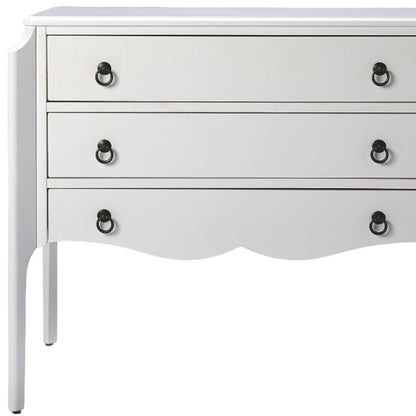 34" White Solid and Manufactured Wood Three Drawer Dresser