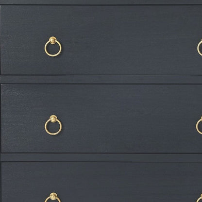 34" Navy Blue Three Drawer Standard Chest