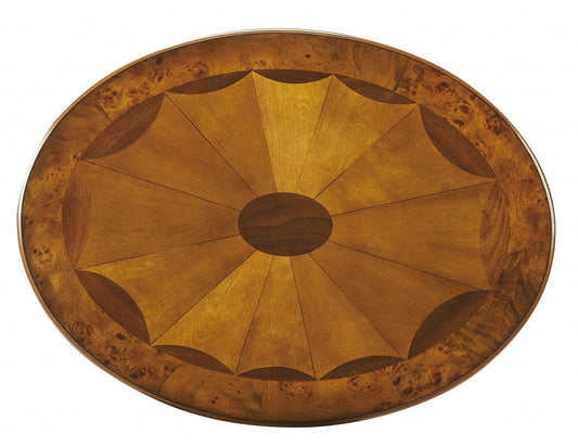 25" Brown Oval Coffee Table With Shelf