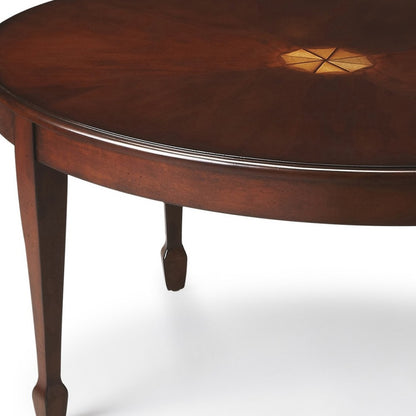 38" Dark Brown And Brown Oval Coffee Table