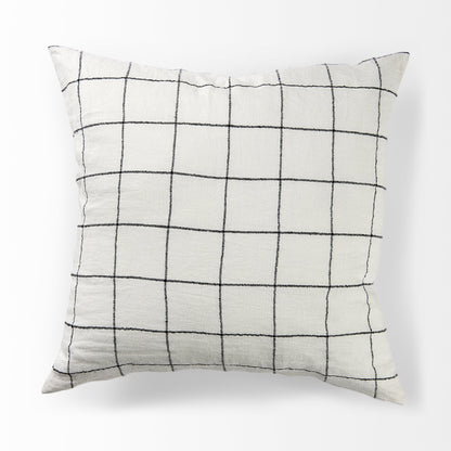 White And Black Grid Square Accent Pillow Cover