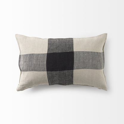 Beige And Black Plaid Pattern Lumbar Throw Pillow Cover