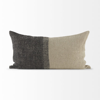 Black And Gray Two Tone Lumbar Pillow Cover