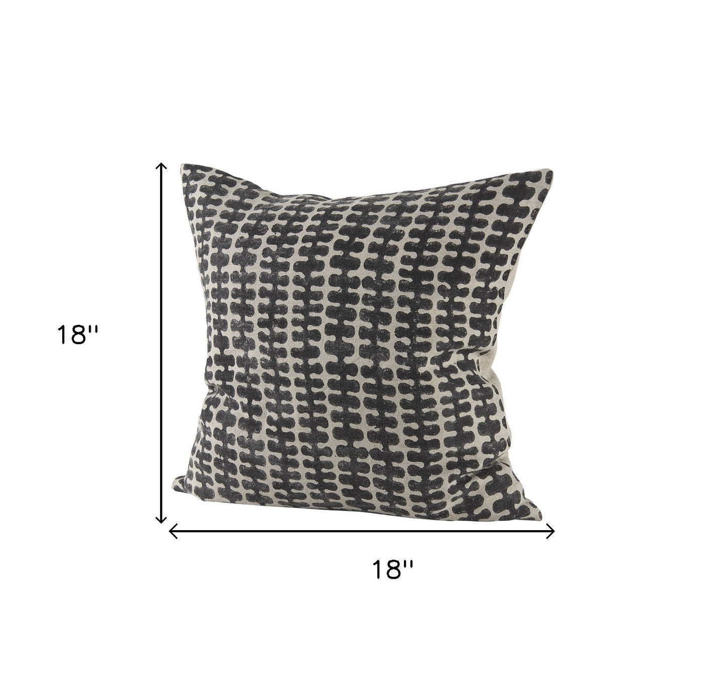 18" Gray and Black Ikat Linen Throw Pillow Cover