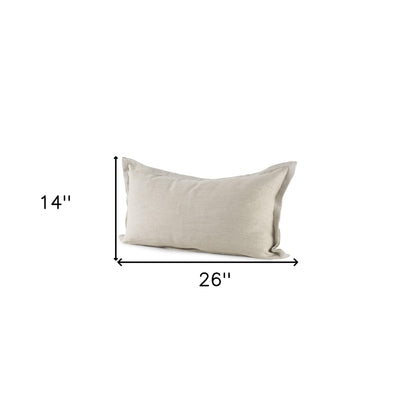 14" X 26" Beige Linen Throw Pillow Cover