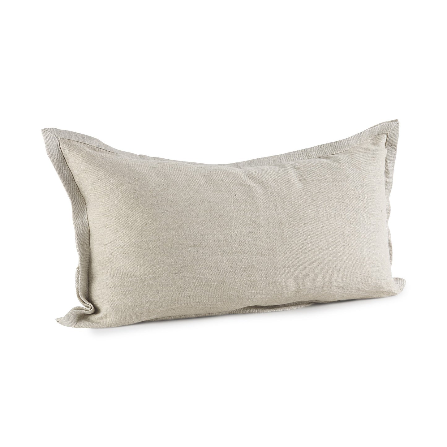 14" X 26" Beige Linen Throw Pillow Cover