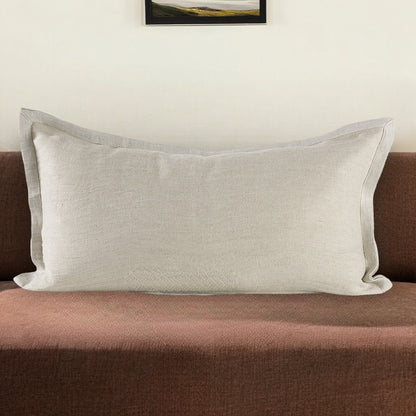 14" X 26" Beige Linen Throw Pillow Cover