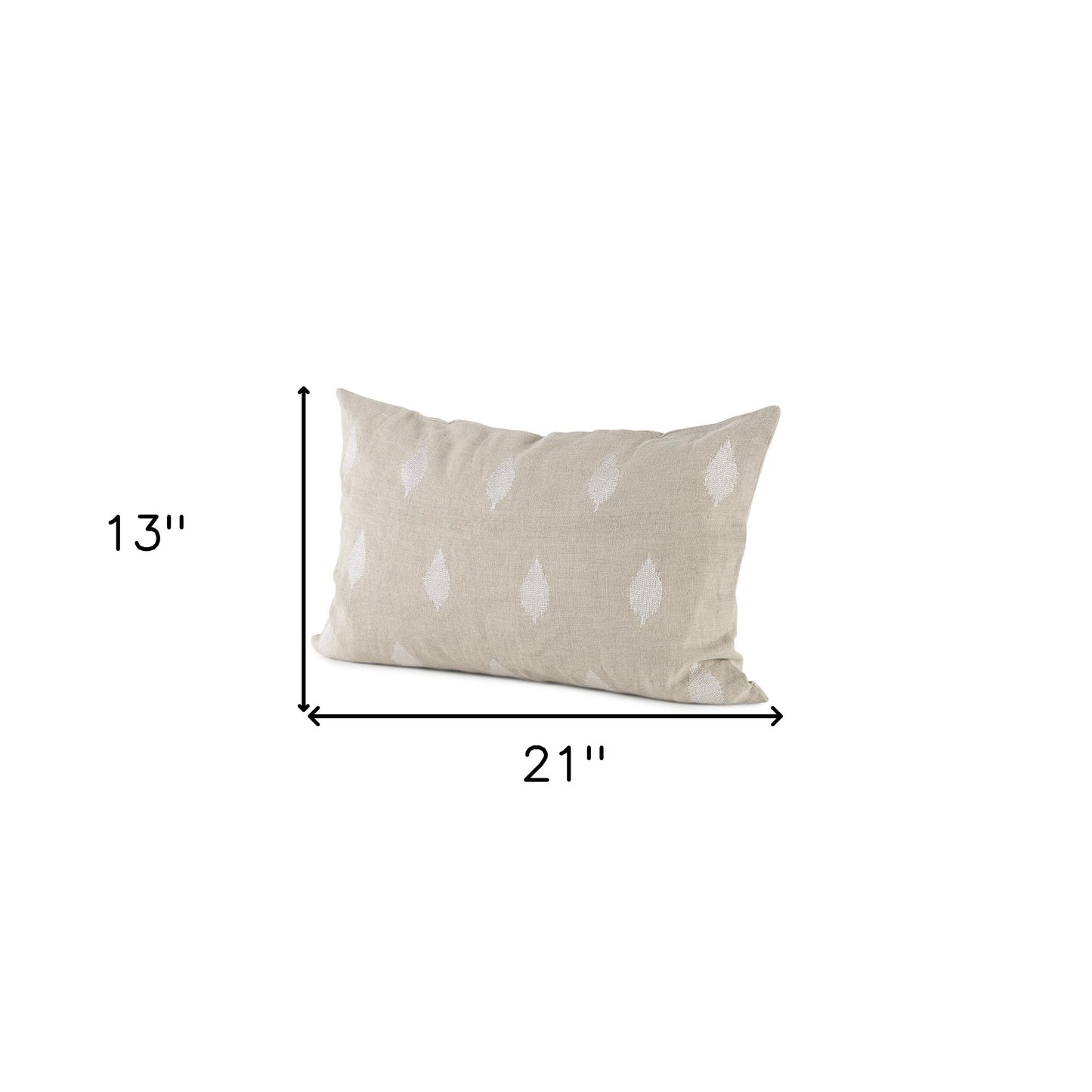 Beige And White Patterned Lumbar Pillow Cover