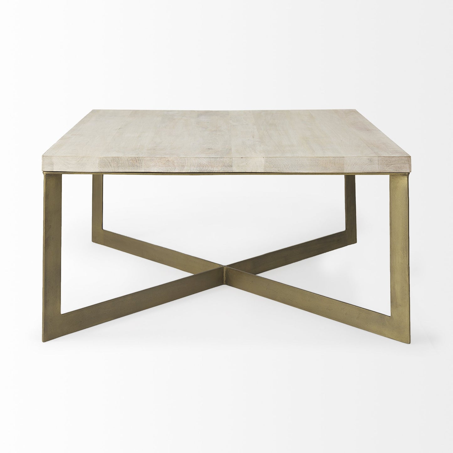 34" Beige Metal Square Coffee Table