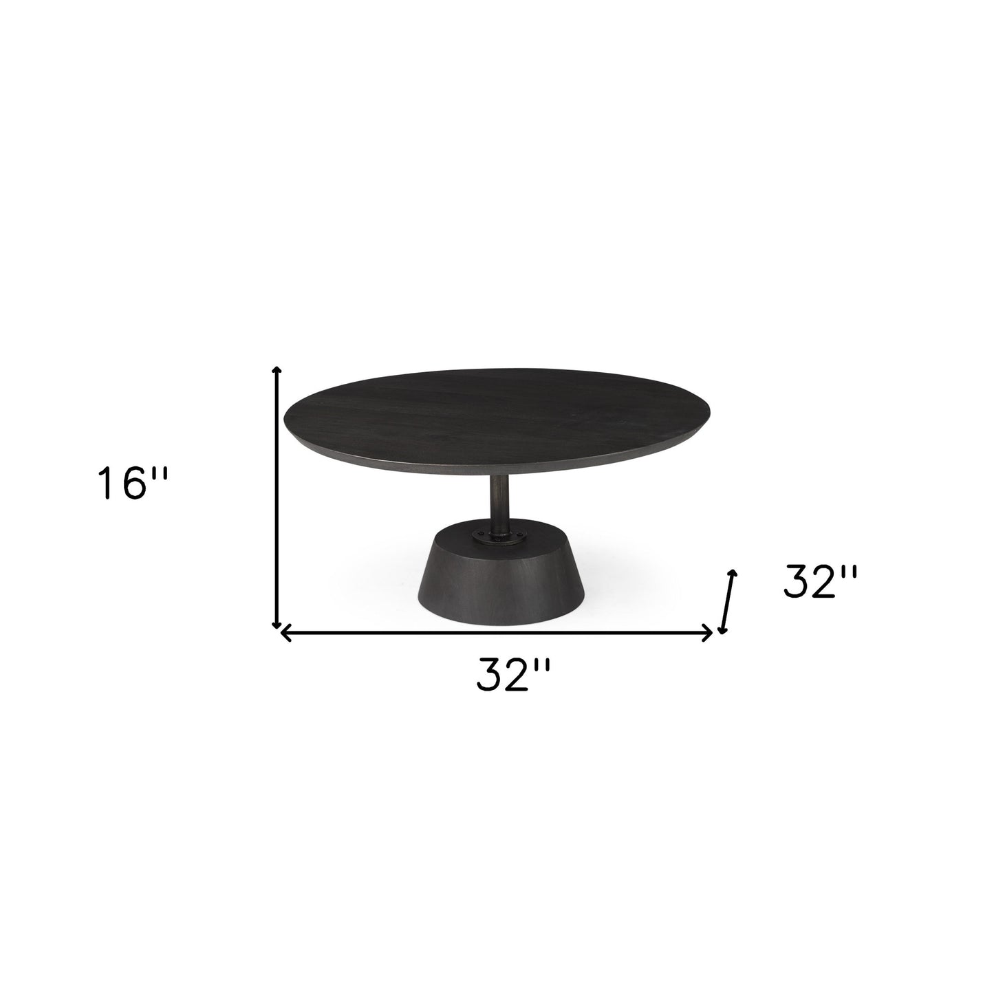 Black Wooden Pedestal Base Coffee Table