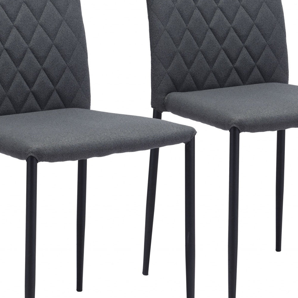 Set of Two Gray And Black Upholstered Fabric Dining Side Chairs