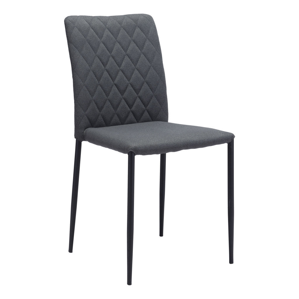 Set of Two Gray And Black Upholstered Fabric Dining Side Chairs