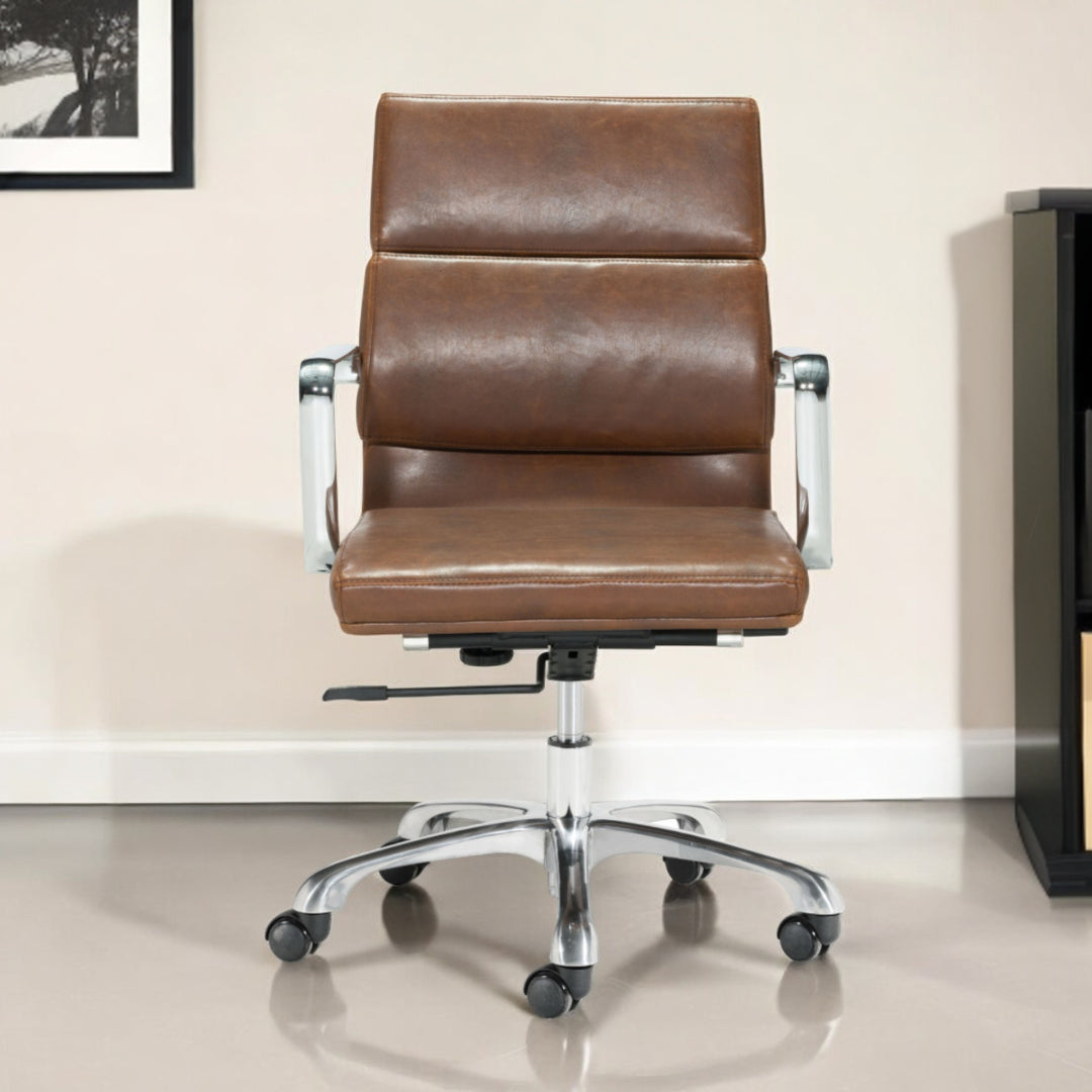 Espresso and Silver Adjustable Swivel Faux Leather Rolling Executive Office Chair