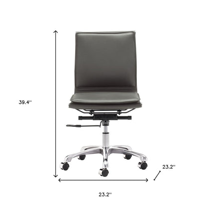 Gray and Silver Adjustable Swivel Faux Leather Rolling Executive Office Chair