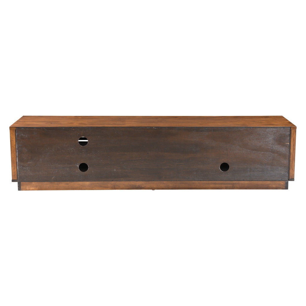 71" Walnut Modern Retro Grooves TV Media Center