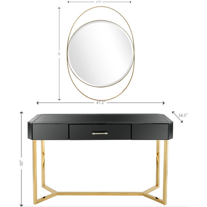 Black and Gold Mirror and Console Table